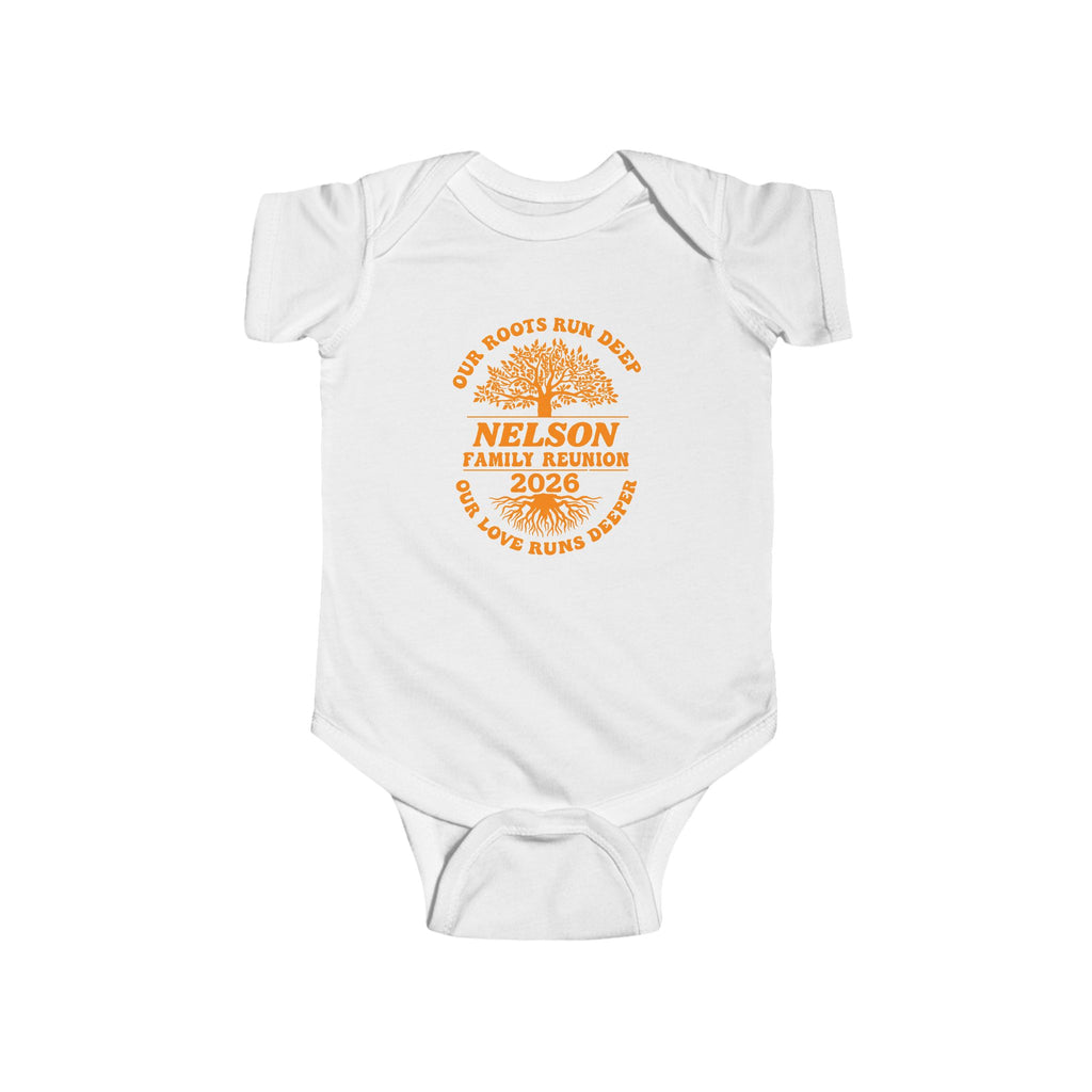 Nelson Family Reunion 2026 Infant Bodysuit – "Our Roots Run Deep" Baby Onesie